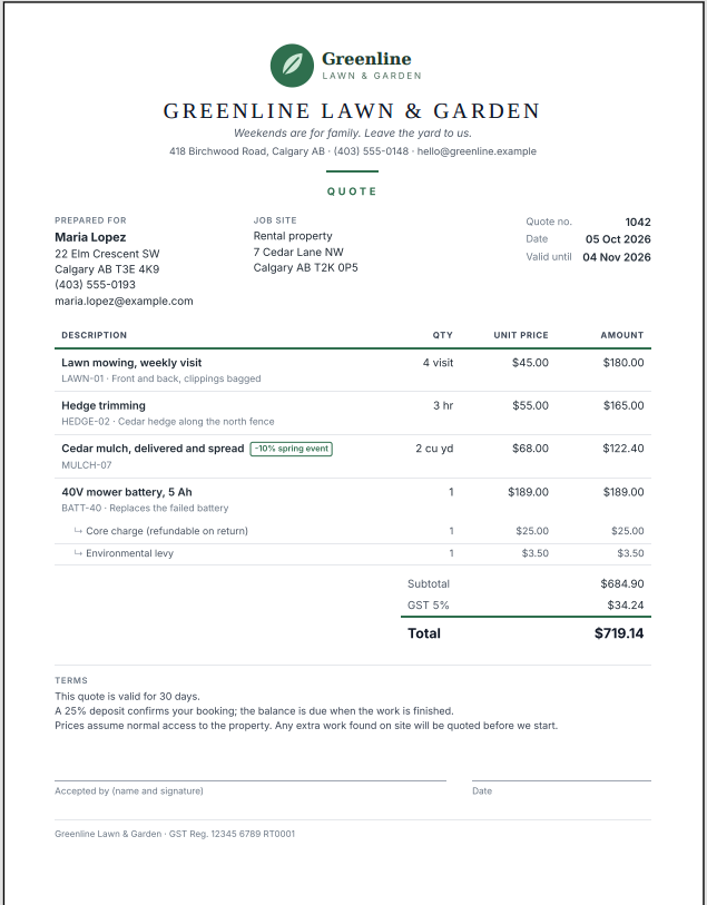 Sample Quote – Page 3